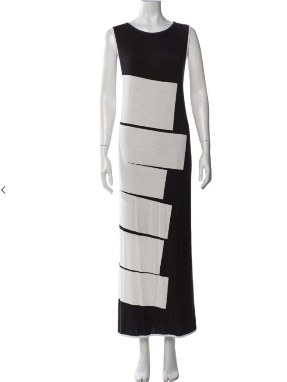 Helmut Lang Elegant Black and White Sleeveless Long Dress Size M
